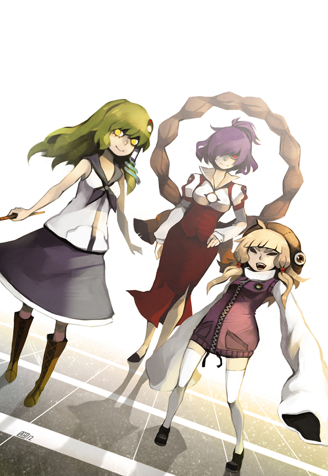 kochiya sanae, moriya suwako, and yasaka kanako (touhou) drawn by arlmuffin