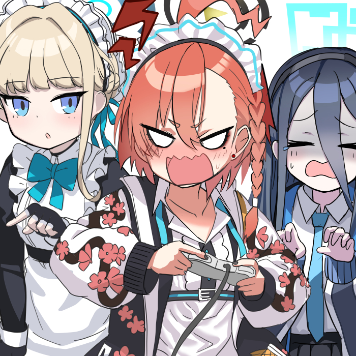 toki, aris, and neru (blue archive) drawn by o_(rakkasei)