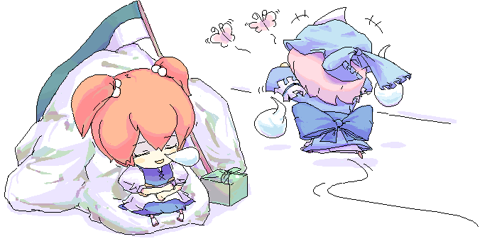 saigyouji yuyuko and onozuka komachi (touhou) drawn by mitsuji_mitsuyoshi