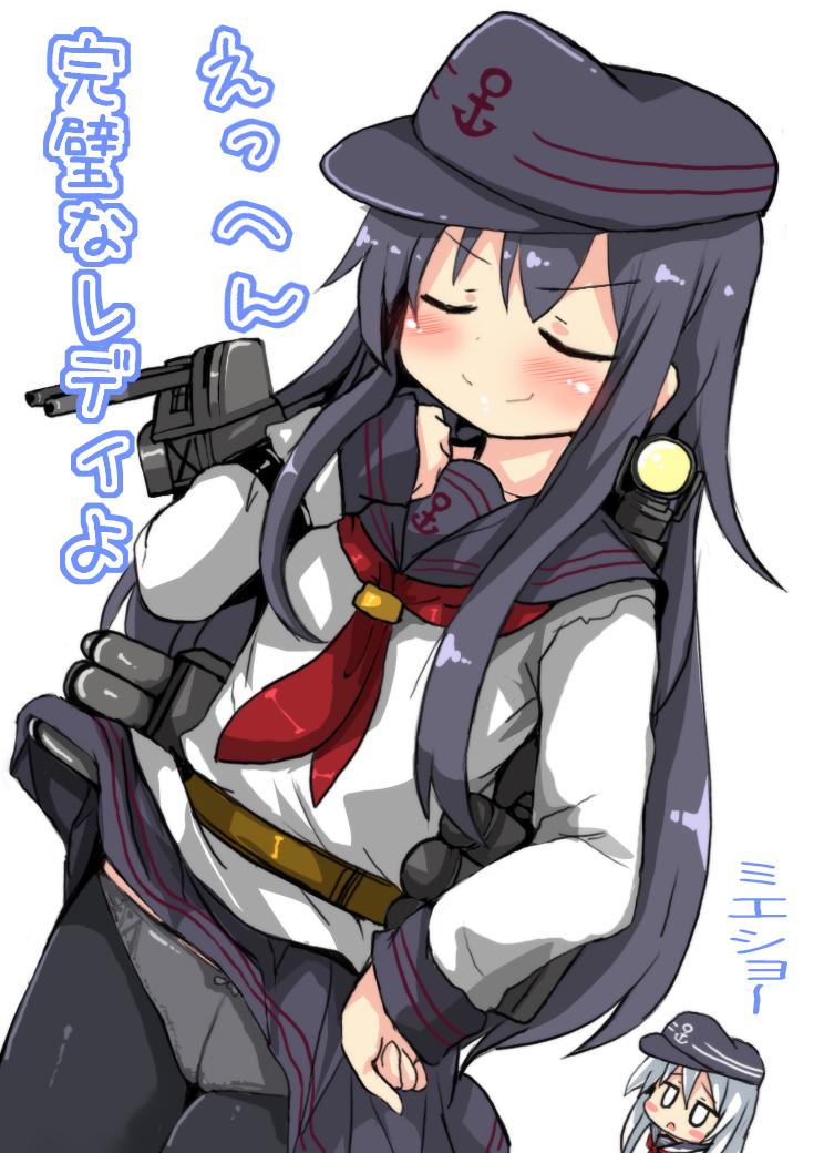 hibiki, akatsuki, and akatsuki kai ni (kantai collection) drawn by oshiruko_(uminekotei)