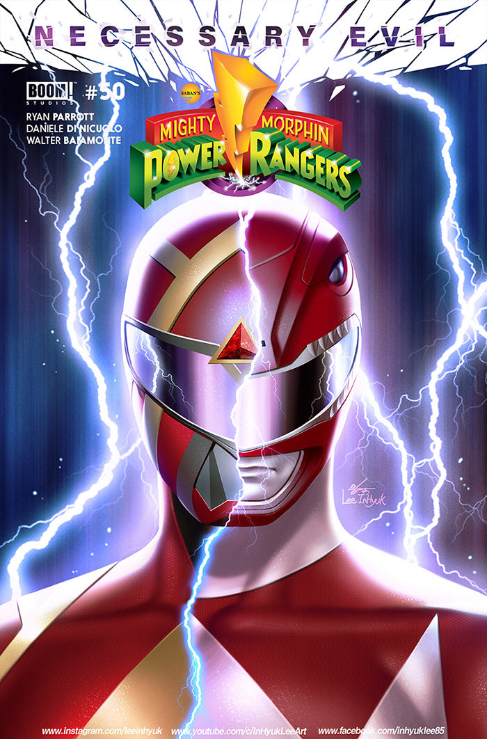 tyranno ranger, mighty morphin red ranger, and omega red ranger (super sentai and 4 more) drawn by in-hyuk_lee