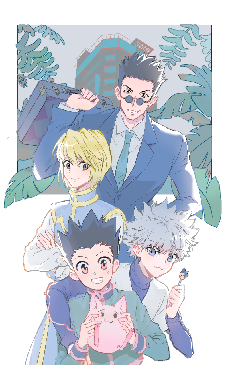 killua zoldyck, kurapika, gon freecss, and leorio paladiknight (hunter x hunter) drawn by maosishu