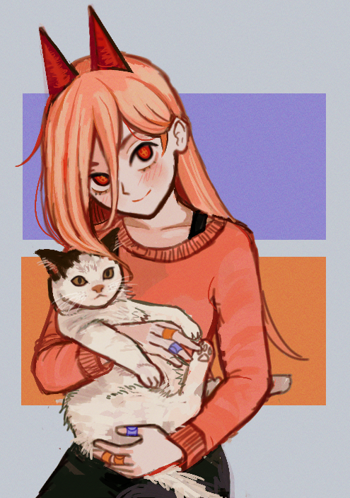 power and meowy (chainsaw man) drawn by io_(onisarashi)