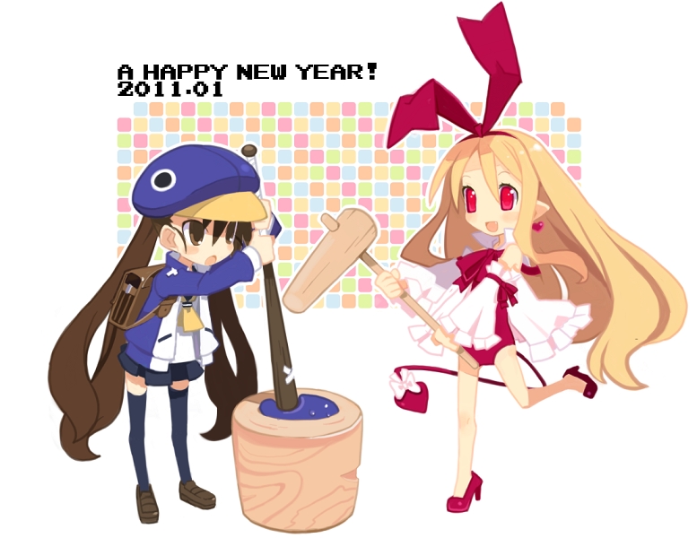prinny, flonne, and kazamatsuri fuuka (disgaea and 1 more) drawn by 16_ban