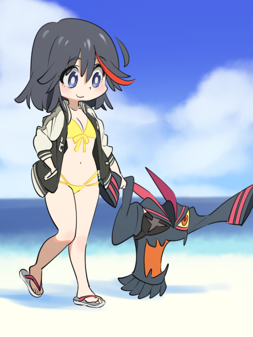matoi ryuuko and senketsu (kill la kill) drawn by o-nashi_neko