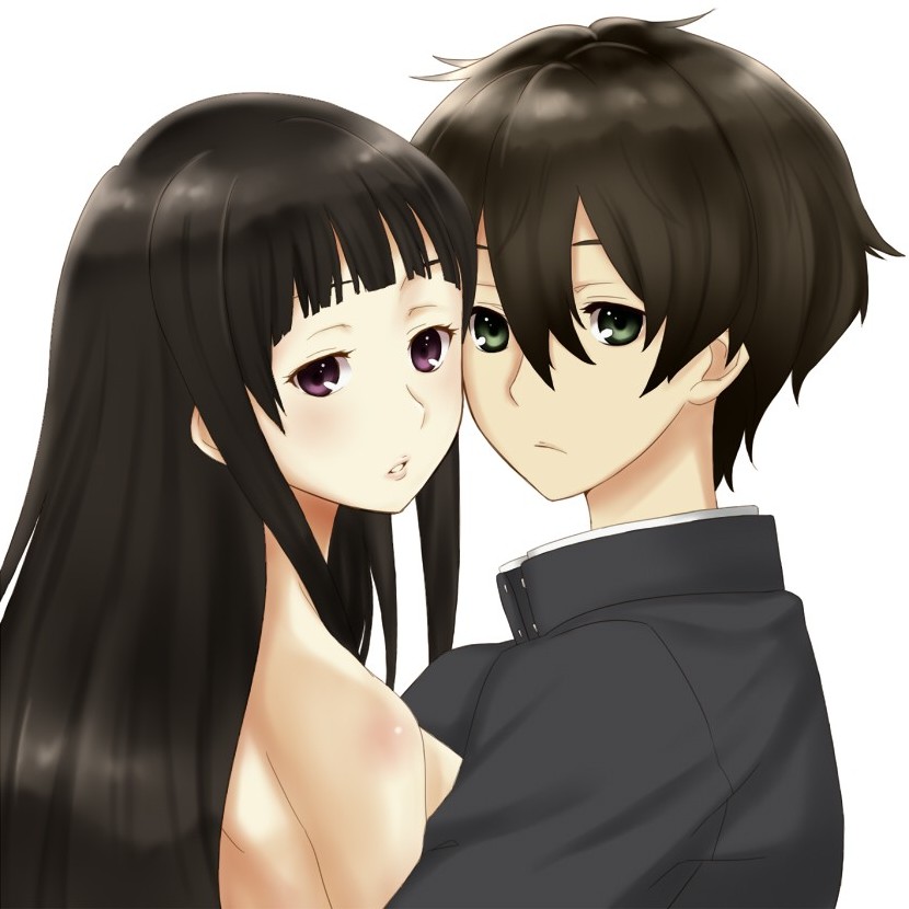chitanda eru and oreki houtarou (hyouka) drawn by needle_(needlebomb)