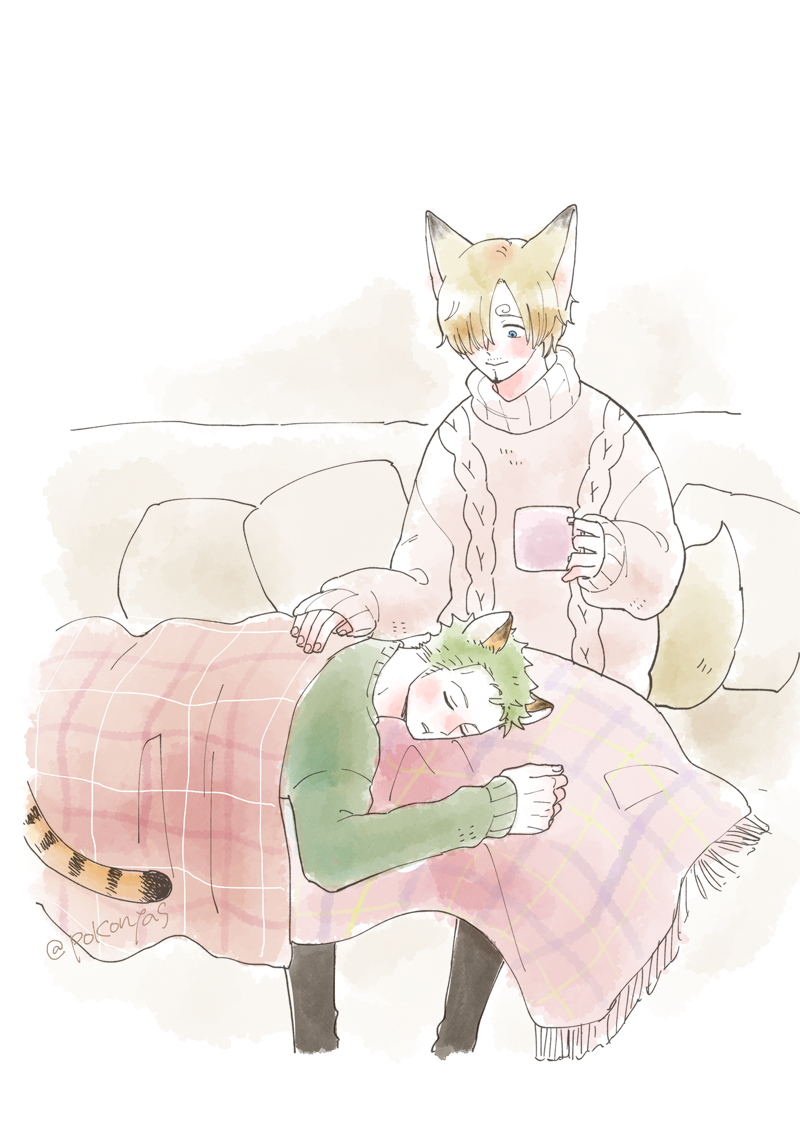 roronoa zoro and sanji (one piece) drawn by eeyasu_(samarian)