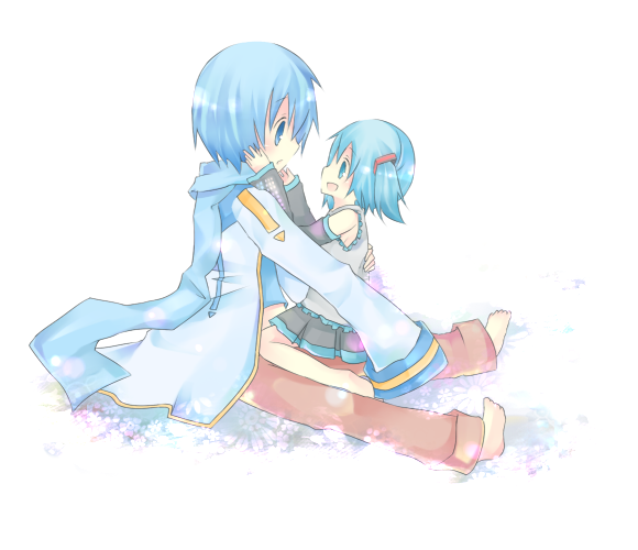 hatsune miku and kaito (vocaloid) drawn by maimu_(polka)