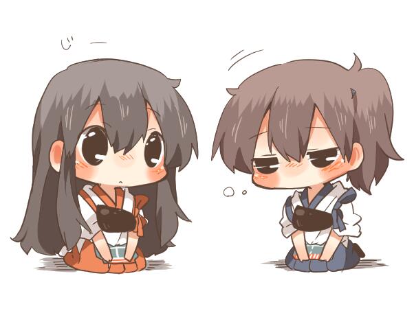 kaga and akagi (kantai collection) drawn by rebecca_(keinelove)
