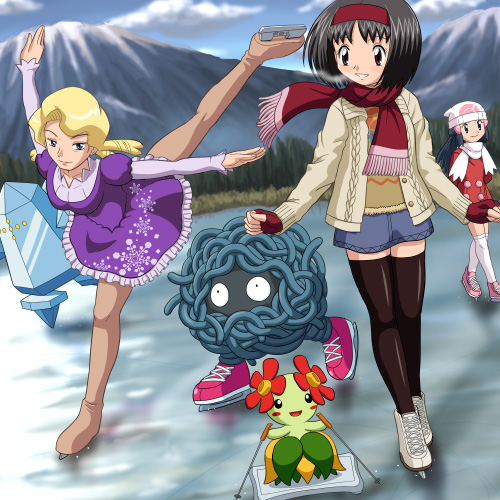dawn, erika, bellossom, tangela, regice, and 1 more (pokemon and 4 more) drawn by pokemoa