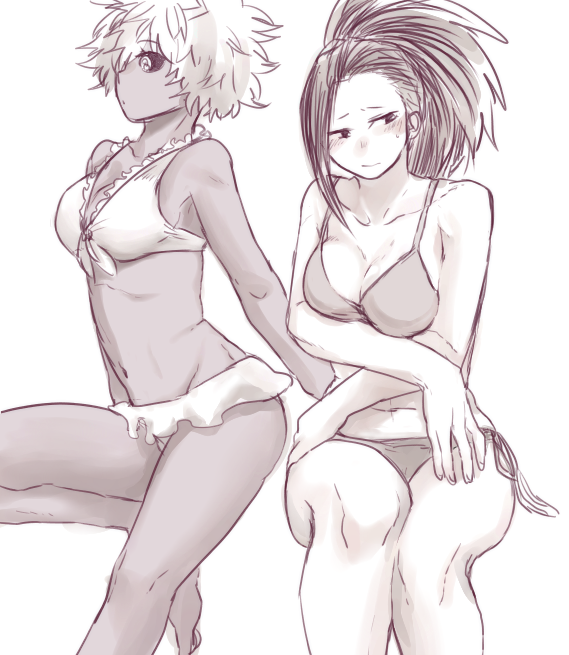 yaoyorozu momo and ashido mina (boku no hero academia) drawn by yagiushi_(sinnpatilove)