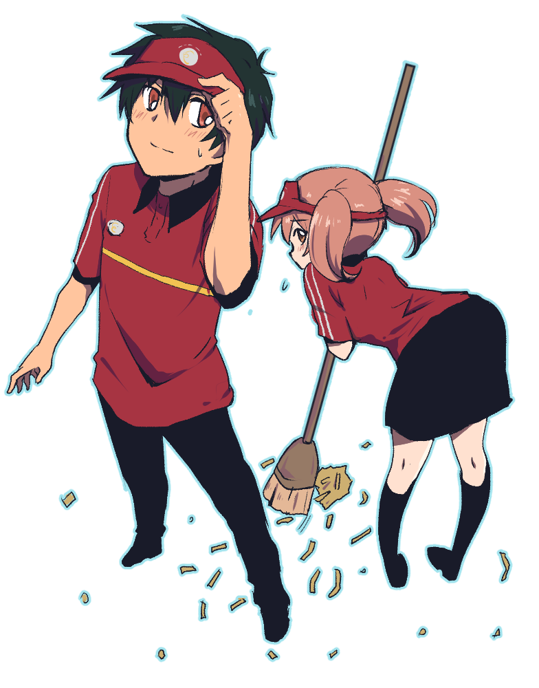 sasaki chiho and maou sadao (hataraku maou-sama!) drawn by banchii