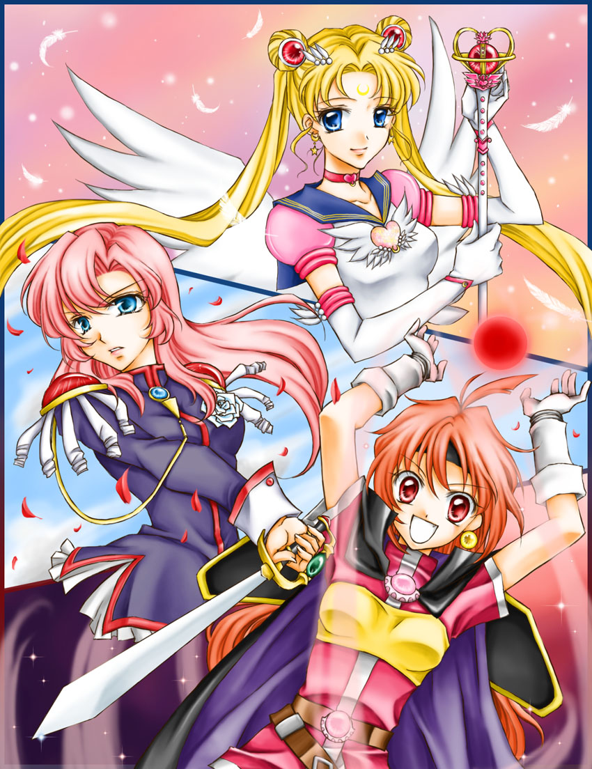 tsukino usagi, sailor moon, lina inverse, tenjou utena, and eternal sailor moon (bishoujo senshi sailor moon and 3 more) drawn by sorano_namida