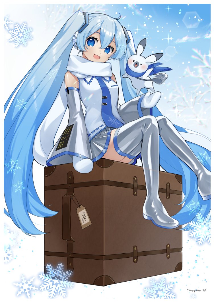 hatsune miku, yuki miku, and rabbit yukine (vocaloid) drawn by binchou_maguro