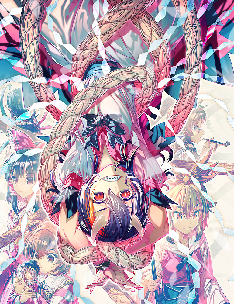 hakurei reimu, houjuu nue, toramaru shou, kijin seija, sukuna shinmyoumaru, and 2 more (touhou) drawn by zounose