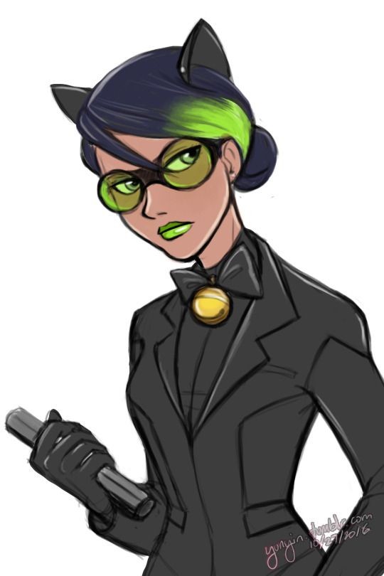 chat noir and nathalie sancoeur (miraculous ladybug) drawn by yunyin