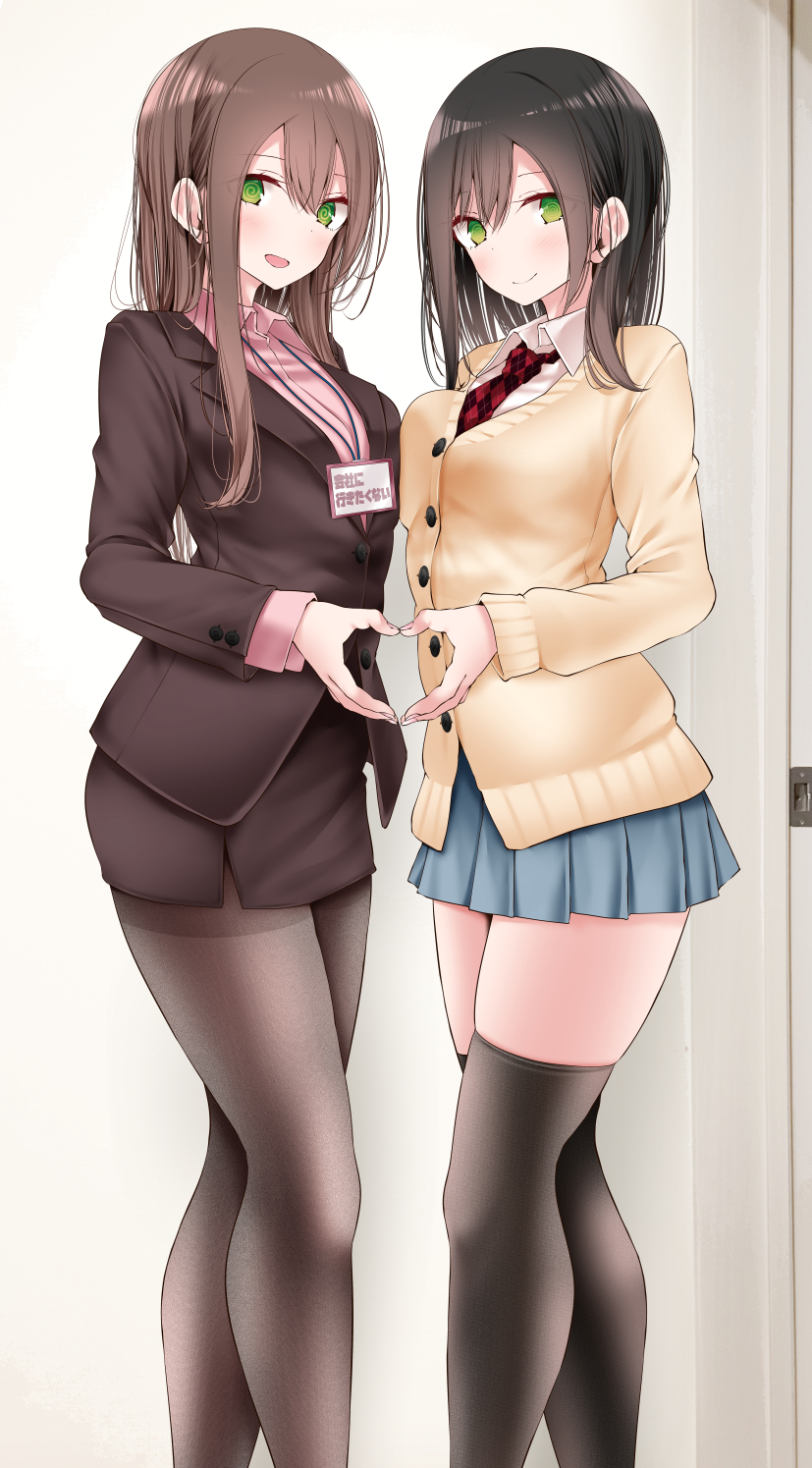 ol-chan and jk-chan (original) drawn by oouso