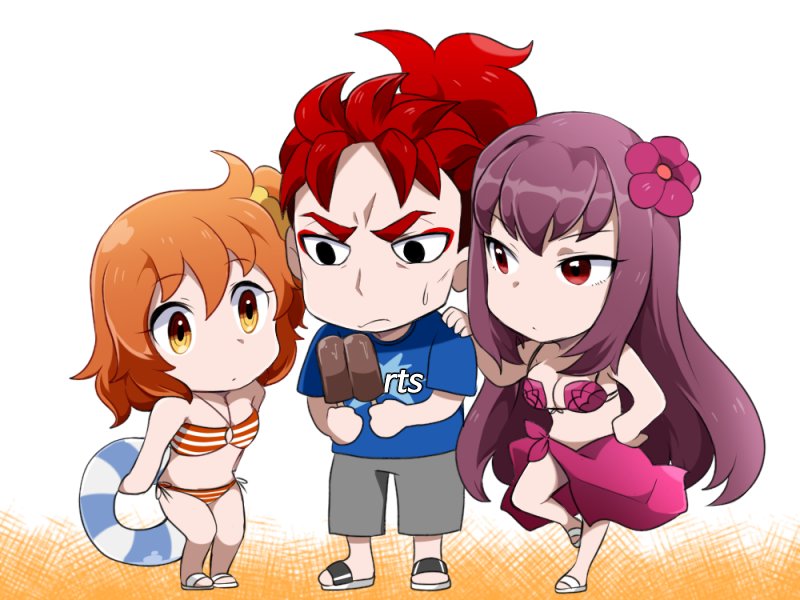 fujimaru ritsuka, scathach, and li shuwen (fate and 1 more) drawn by uni_(unnny)