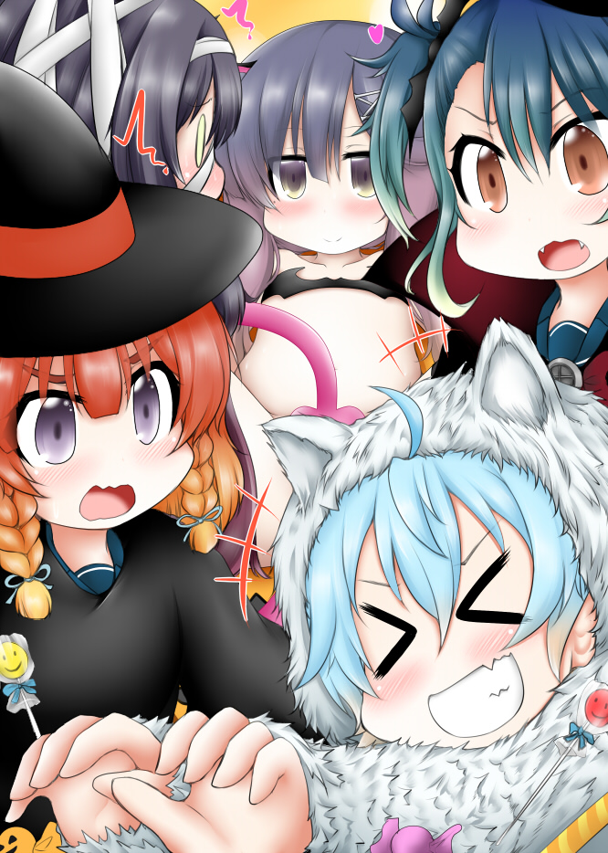 etorofu, tsushima, sado, matsuwa, and fukae (kantai collection) drawn by ouno_(nounai_disintegration)