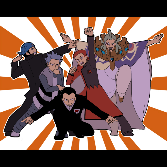 archie, giovanni, ghetsis, maxie, and cyrus (pokemon and 6 more) drawn by suihei_liebe