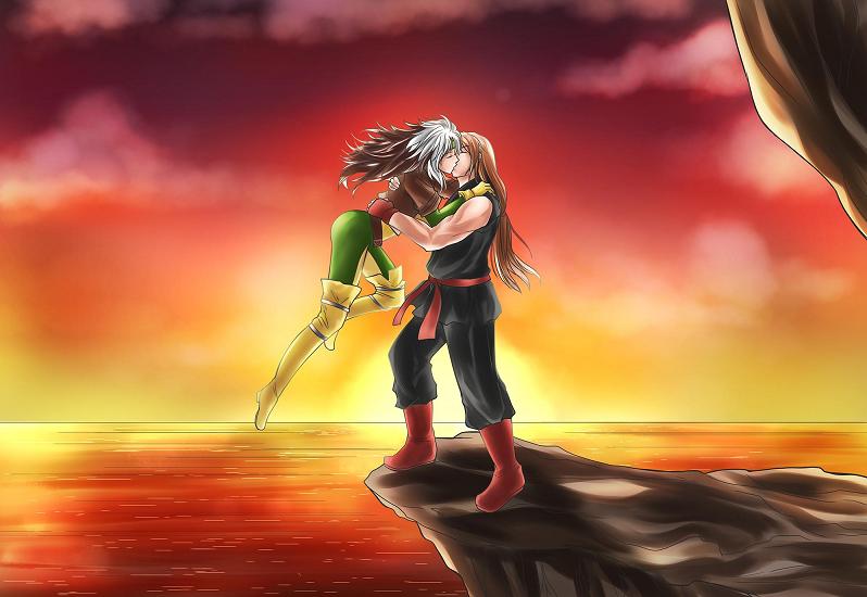 ken masters and rogue (street fighter and 4 more) drawn by nao_yukiko