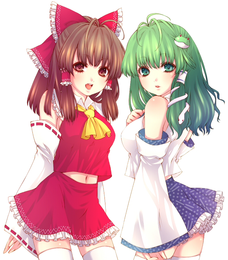 hakurei reimu and kochiya sanae (touhou) drawn by ichi-natsu