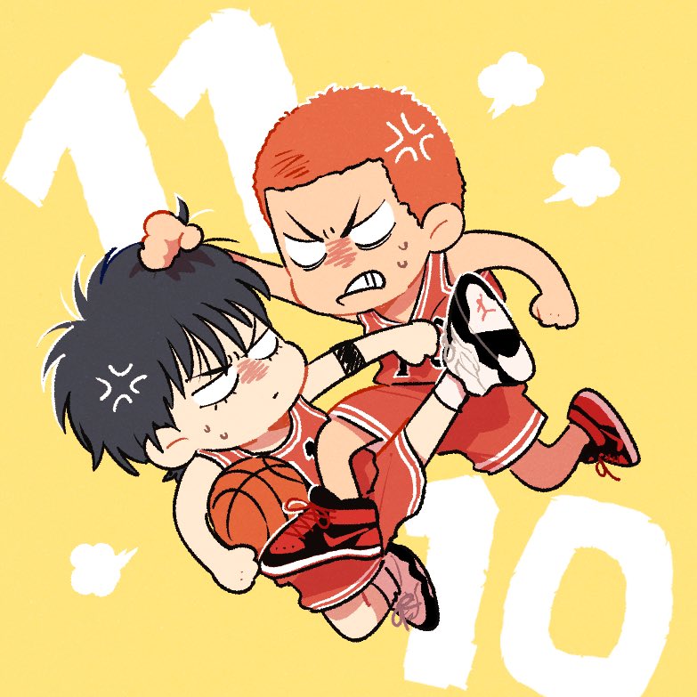 sakuragi hanamichi and rukawa kaede (slam dunk) drawn by funuu