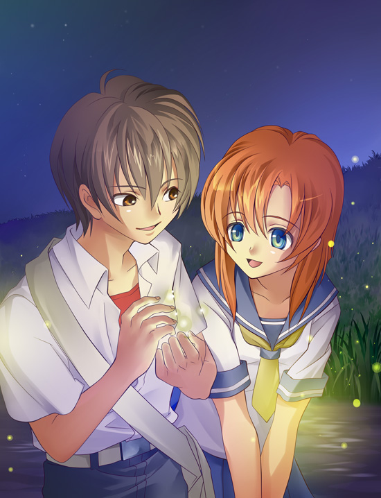 ryuuguu rena and maebara keiichi (higurashi no naku koro ni) drawn by 3rdmoon-s