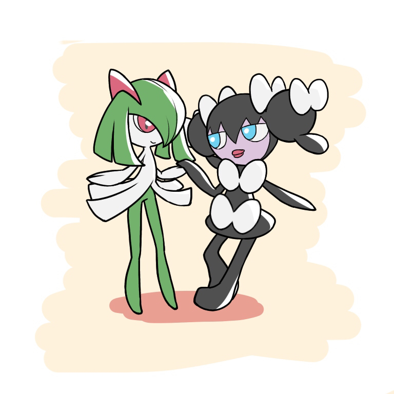 kirlia and gothorita (pokemon) drawn by 2ja_t