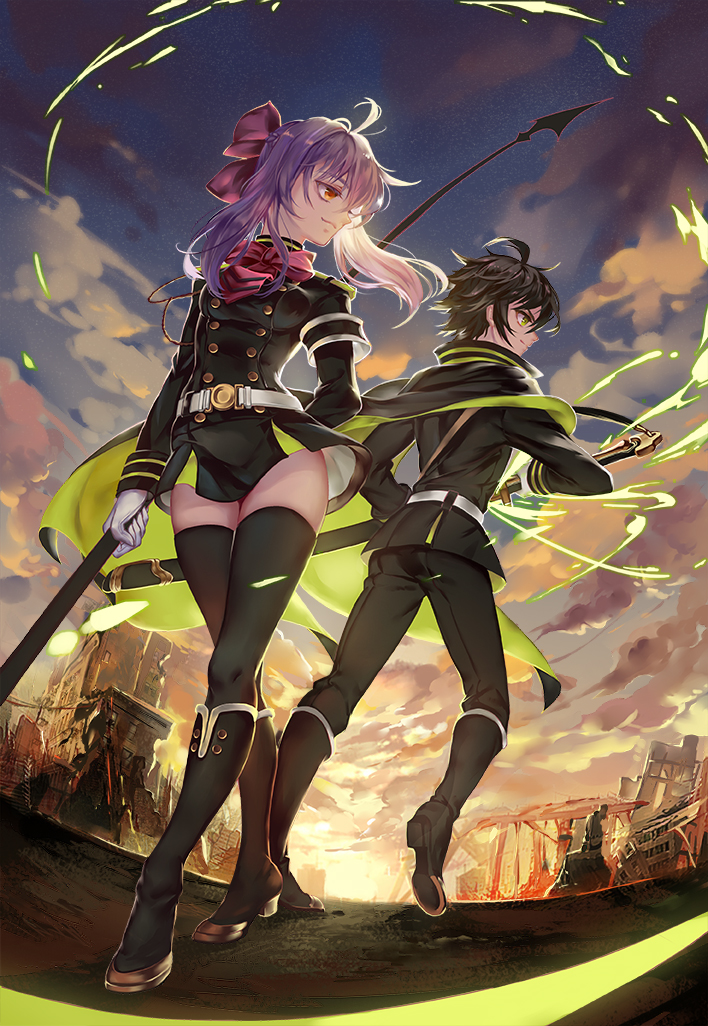 hiiragi shinoa and hyakuya yuuichirou (owari no seraph) drawn by bamboocm