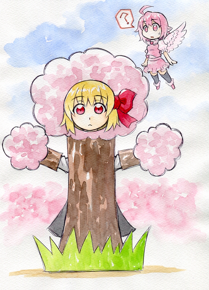 rumia and mystia lorelei (touhou) drawn by kawachi_koorogi