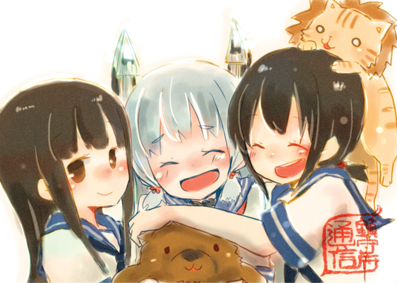fubuki, murakumo, and hatsuyuki (kantai collection) drawn by muro