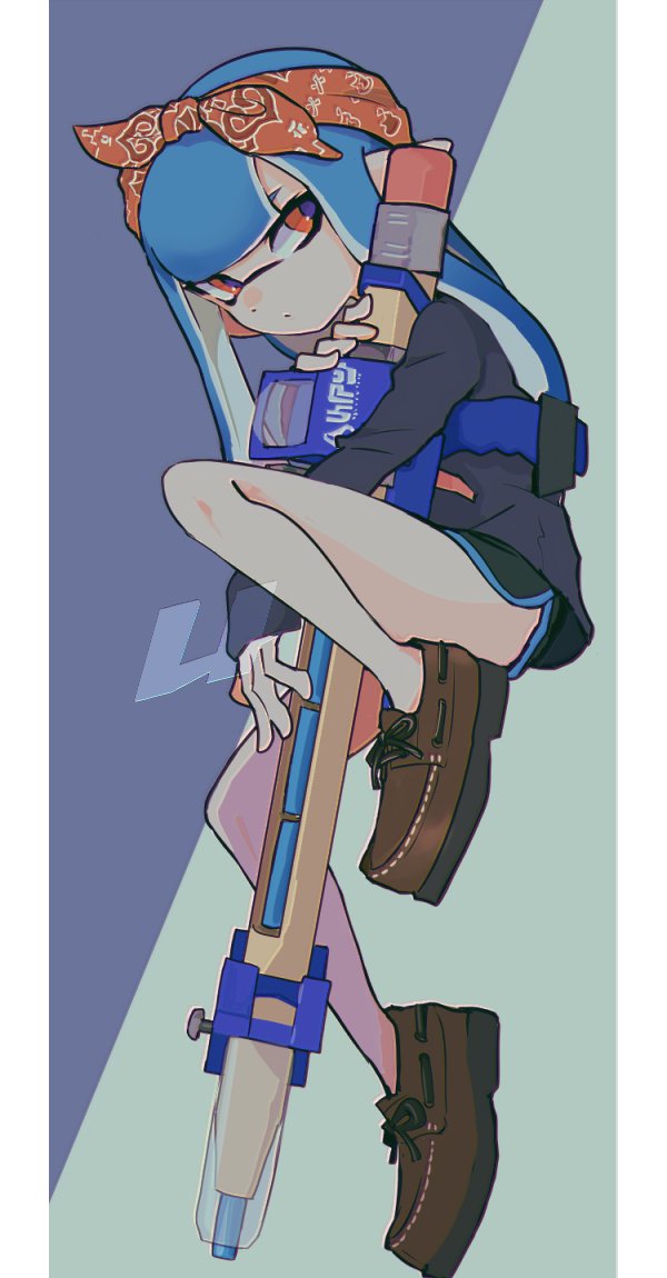 inkling player character and inkling girl (splatoon and 1 more) drawn by imaikuy0