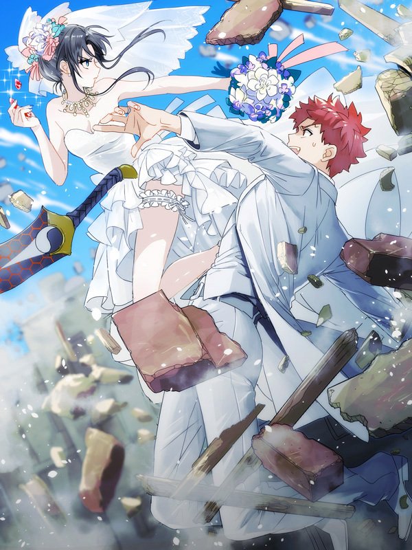 tohsaka rin and emiya shirou (fate and 1 more) drawn by akao_ppai