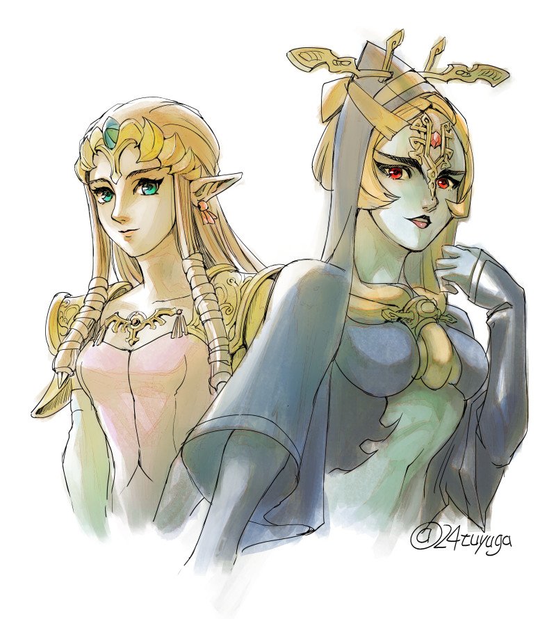 princess zelda and midna (the legend of zelda and 1 more) drawn by tsuyuga