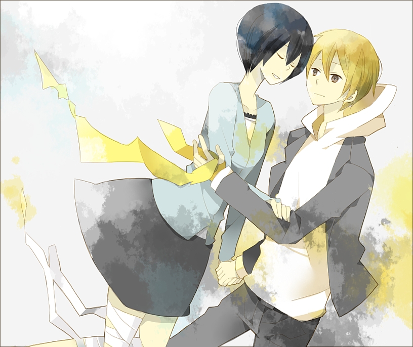 kida masaomi and mikajima saki (durarara!!) drawn by tashite