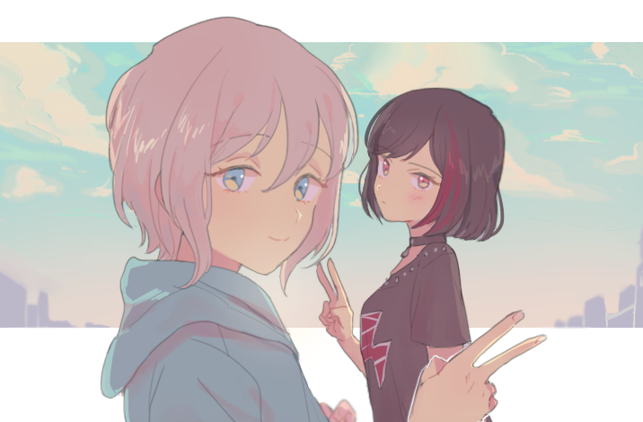 mitake ran and aoba moca (bang dream!) drawn by res2shuu