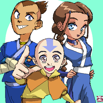 katara, aang, and sokka (avatar legends and 1 more) drawn by kazui_sakae