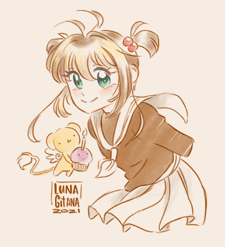 kinomoto sakura and kero (cardcaptor sakura) drawn by lunagitana_art