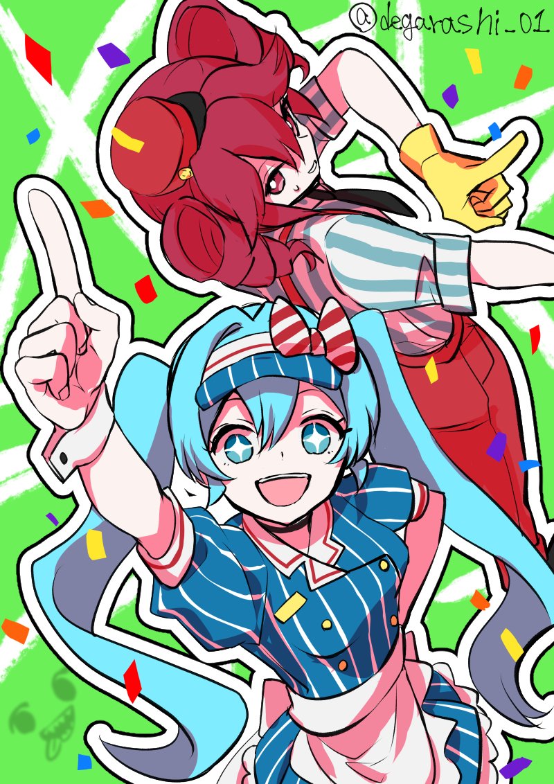 hatsune miku and kasane teto (vocaloid and 2 more) drawn by degarashi_01
