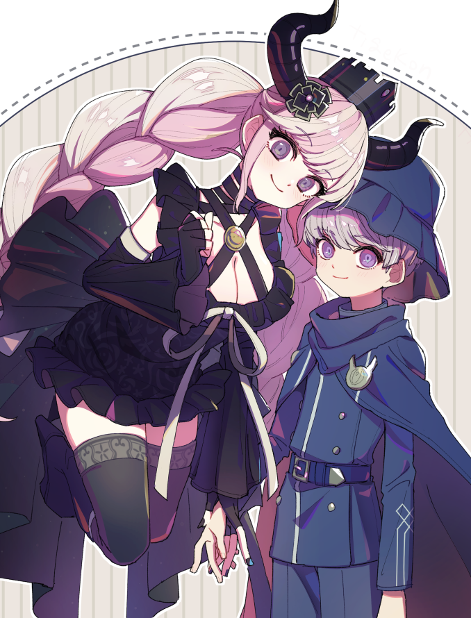 shinigami and yuma kokohead (master detective archives: rain code) drawn by cheeseko