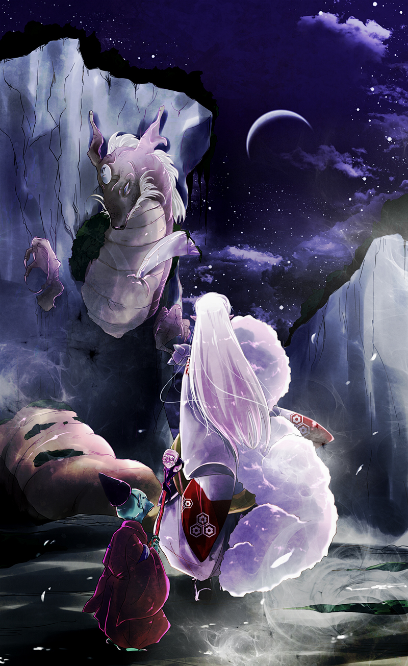sesshoumaru, jaken, and ryuukotsusei (inuyasha) drawn by rita_(poribucket)