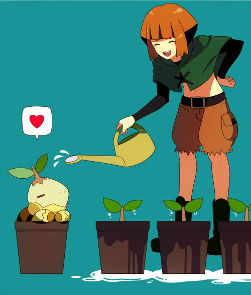 turtwig and gardenia (pokemon and 1 more) drawn by himari_g_(sr)