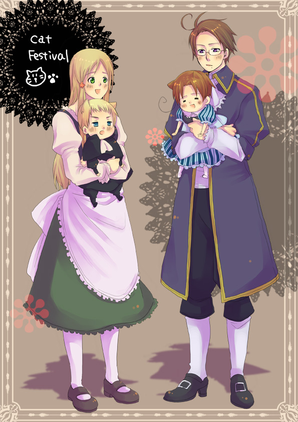 northern italy, hungary, austria, holy roman empire, and chibitalia (axis powers hetalia) drawn by mushi_kei
