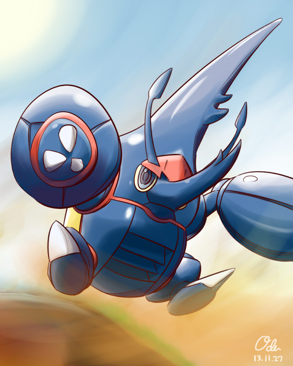 heracross and mega heracross (pokemon) drawn by oden_(madsword)
