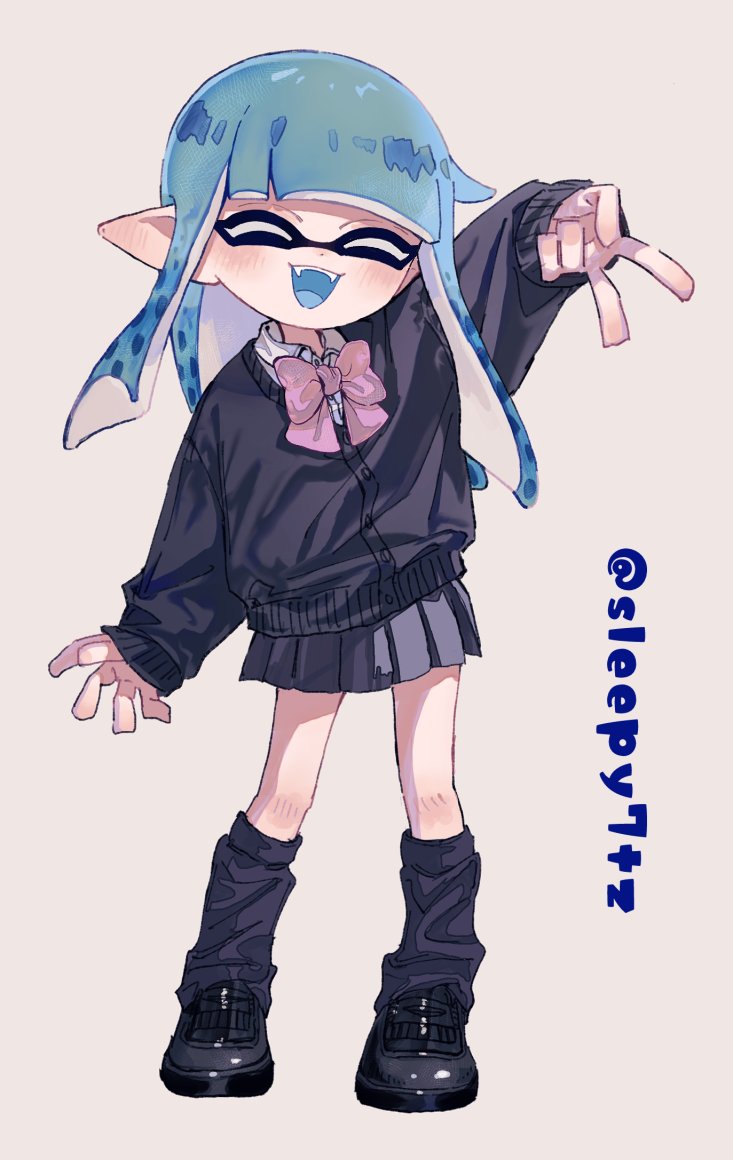 inkling player character and inkling girl (splatoon) drawn by sleepy7tz