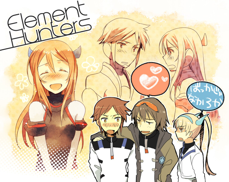 chiara ferina, hannah weber, rodney ford, and tom benson (element hunters) drawn by takana_(nanao)