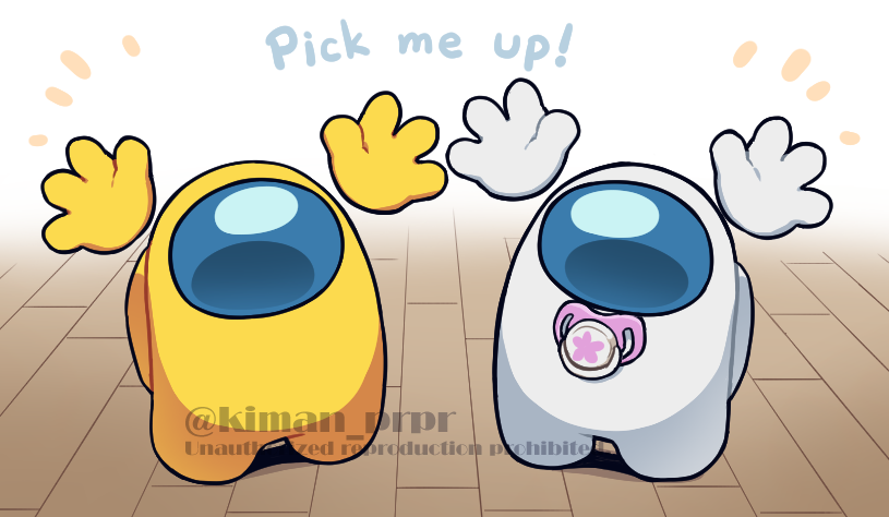 crewmate, yellow, white, and impostor (among us) drawn by kiman