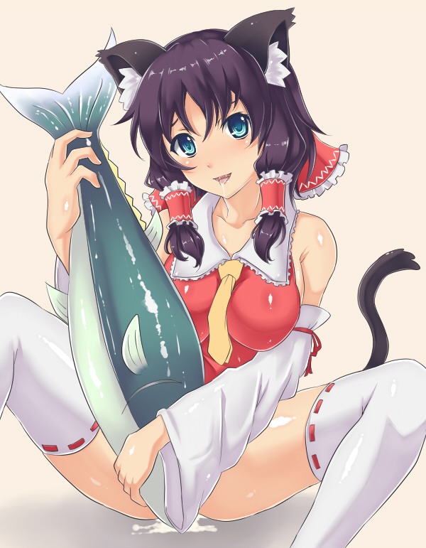 hakurei reimu and nekomaguro (touhou and 1 more) drawn by bitaraga