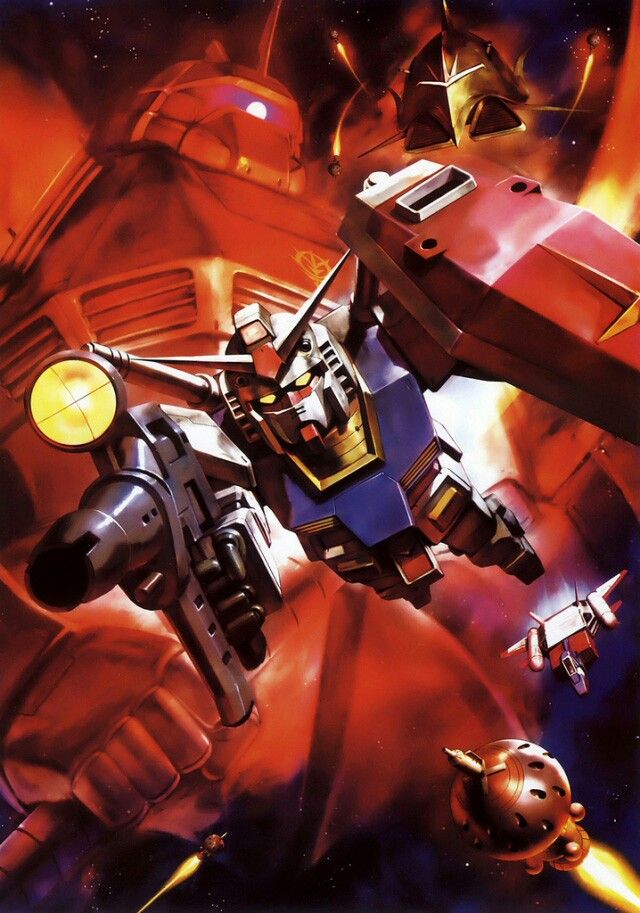 rx-78-2 gundam, gelgoog, core fighter, gelgoog s char custom, elmeth, and 1 more (gundam and 1 more) drawn by morishita_naochika